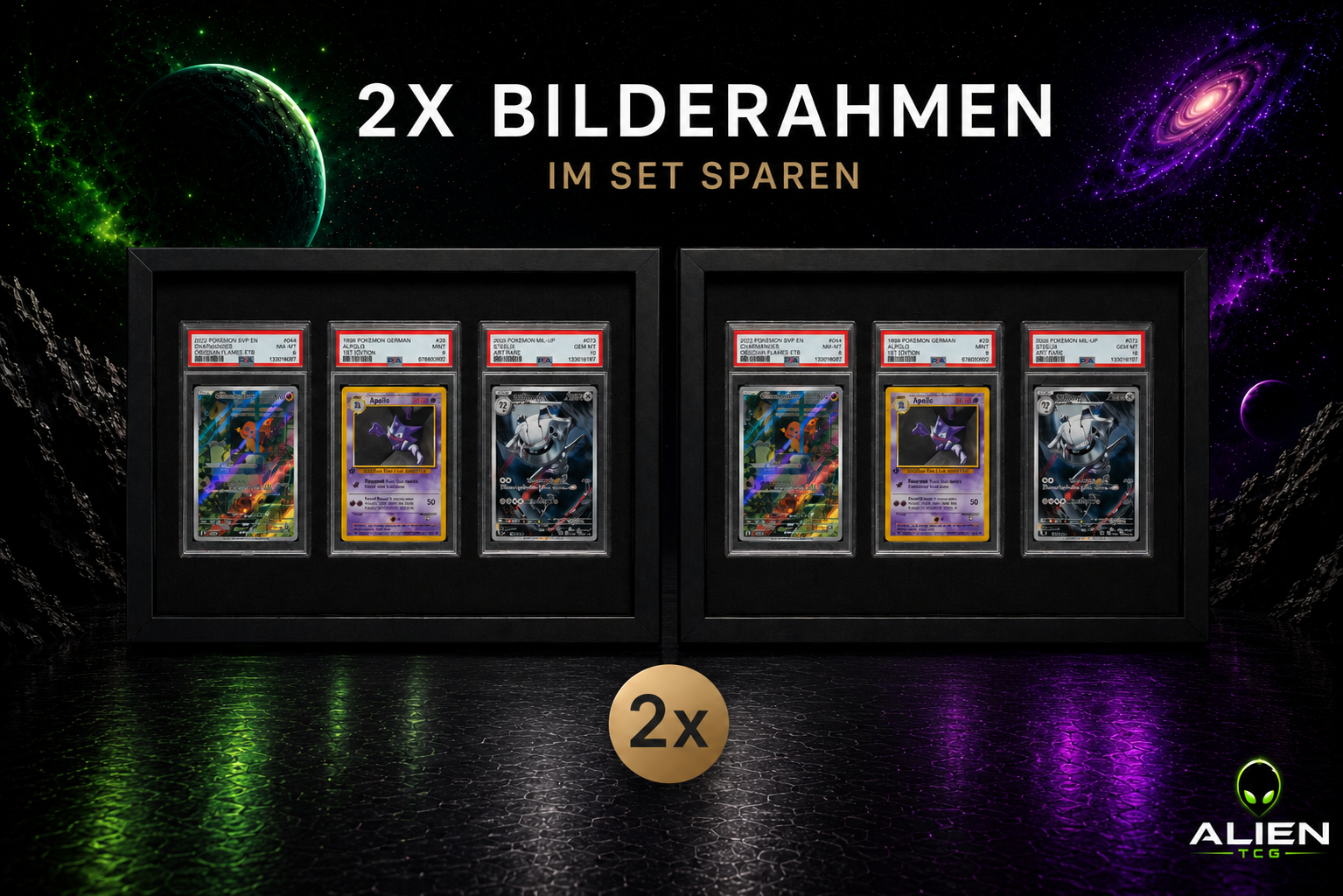 2x Acrylglas-Bilderrahmen für PSA Einzelkarten | Rahmen für TCG | 23x32 cm