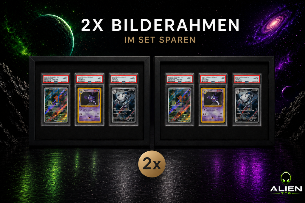 2x Echtglas-Bilderrahmen für PSA Einzelkarten | Rahmen für TCG | 23x32 cm