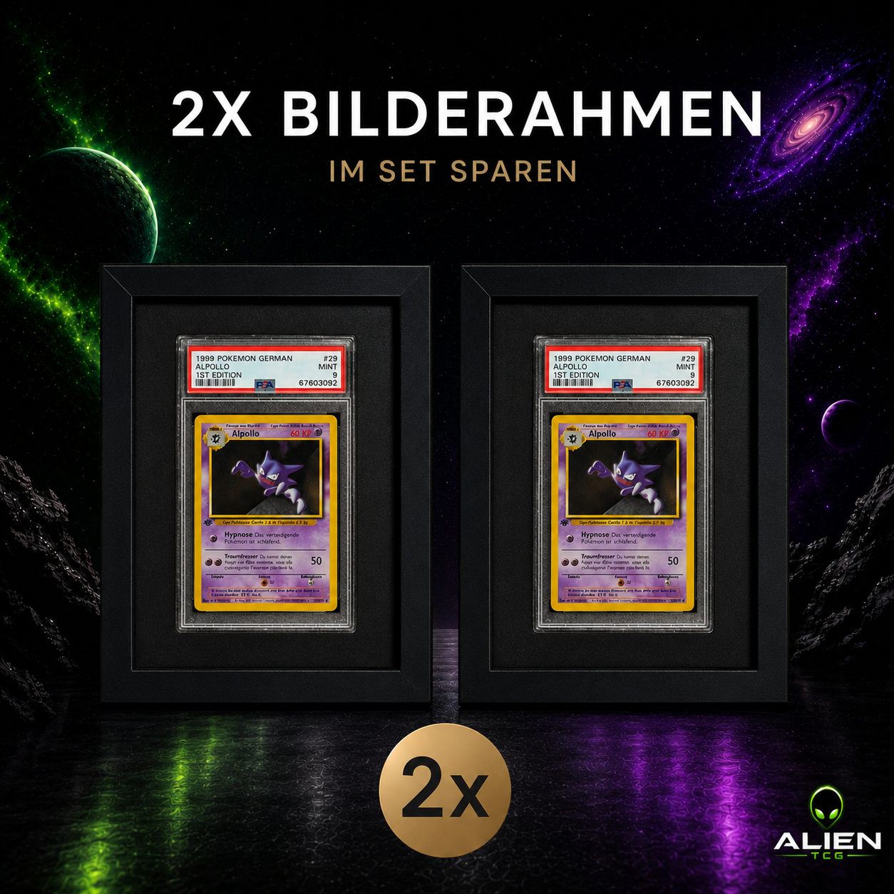 2x Echtglas Bilderrahmen für PSA Einzelkarten Rahmen TCG