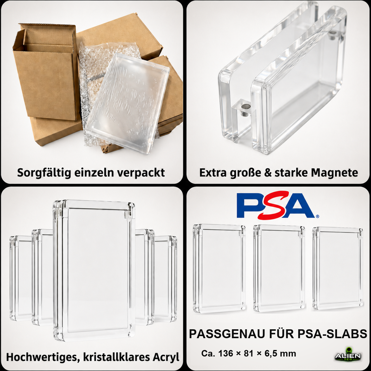Acryl Case für PSA Slabs UV-Schutz Magnetdeckel TCG Display für Pokémon Karten