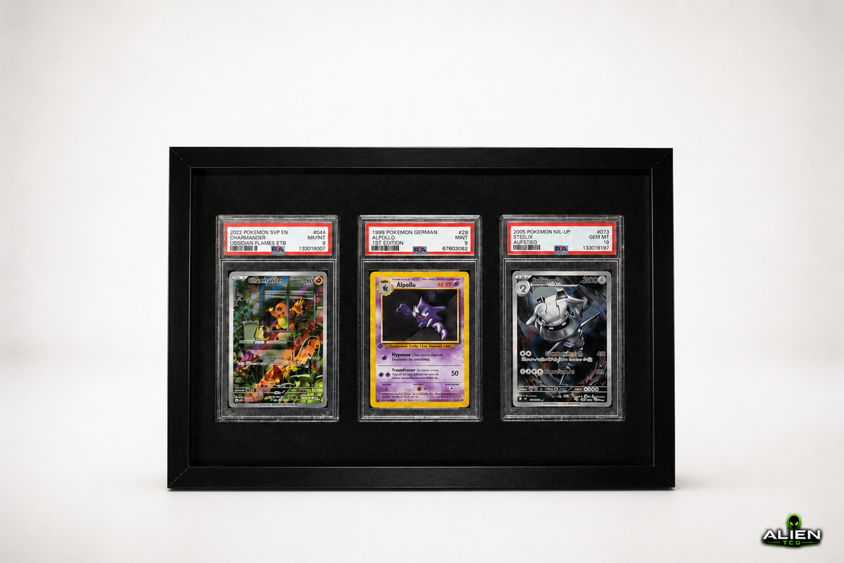 Echtglas Bilderrahmen für PSA Grading Slab Sammelkarte Pokémon TCG 23x32 cm Wand