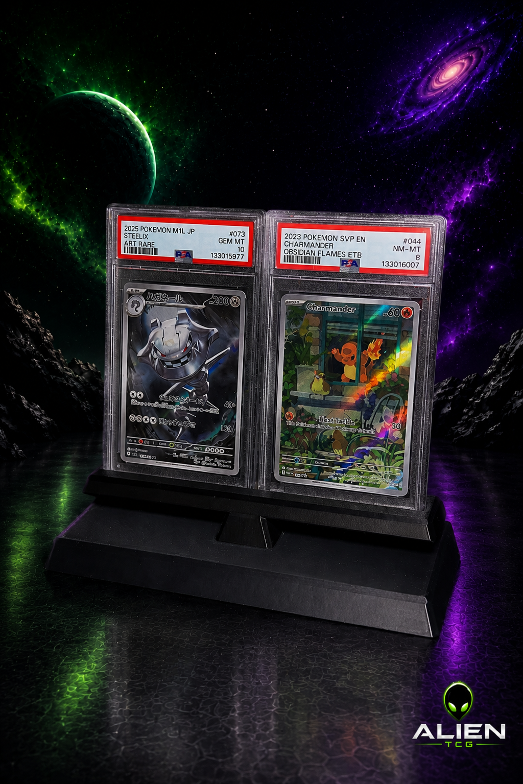 Minimaler dualer Pokémon PSA Slab Moderner Display-Ständer