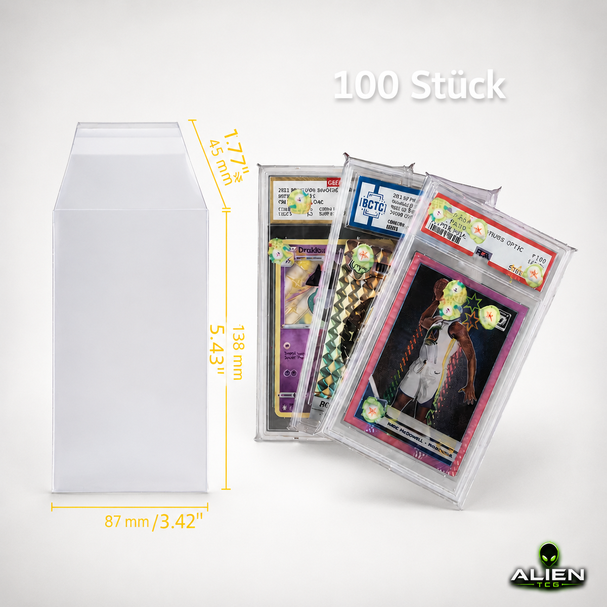 100x PSA Graded Card Sleeves Schutzhüllen Slab Sammelkarten Pokémon TCG Sammlung