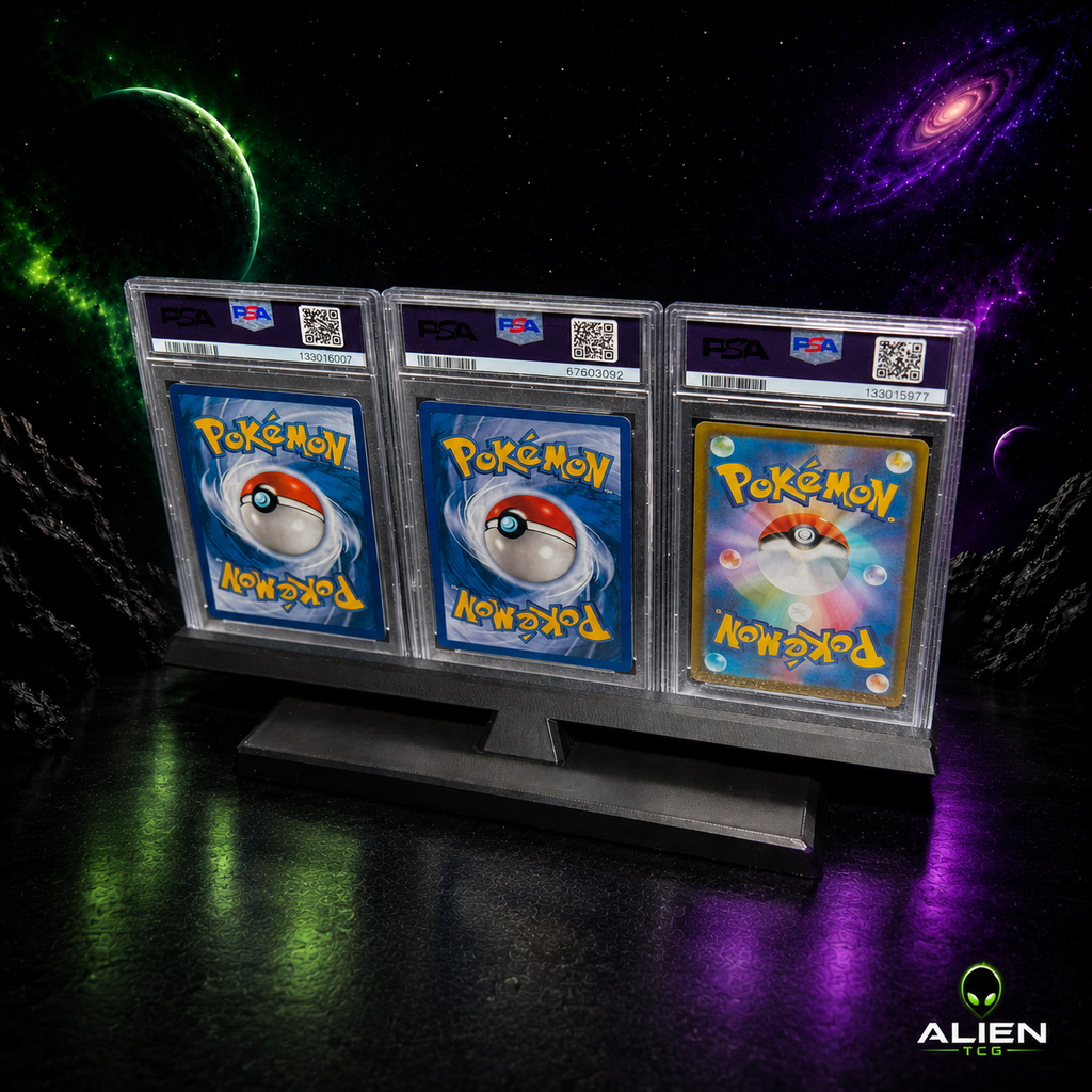 Minimaler dreifacher Pokémon PSA Slab Moderner Display-Ständer