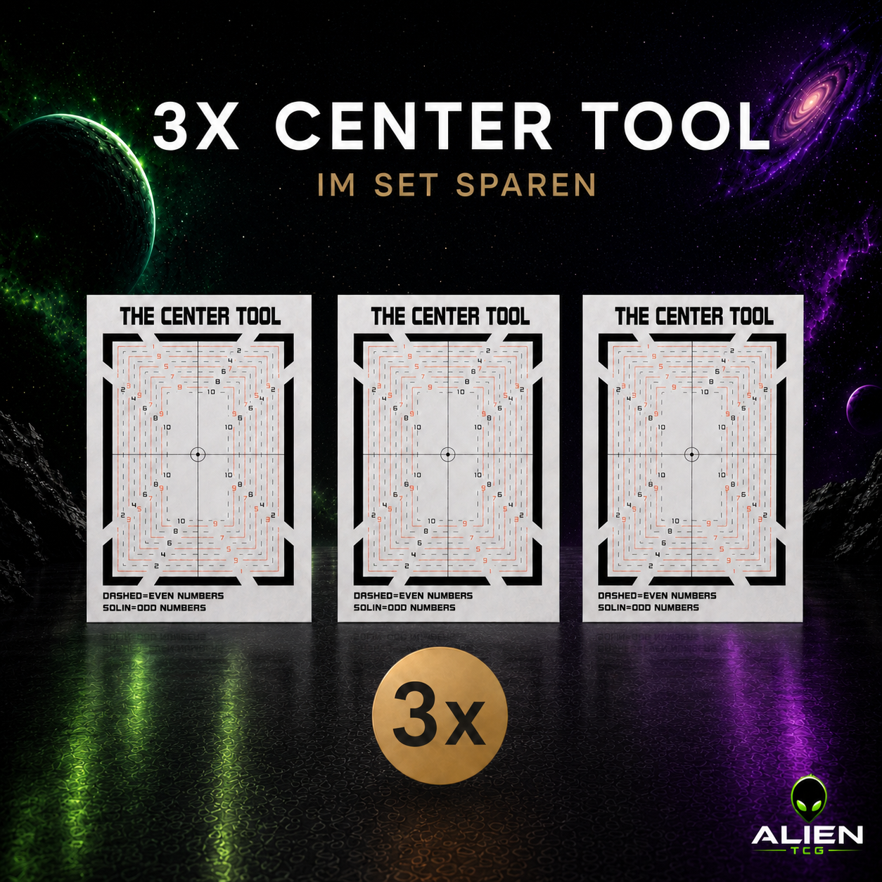 3x The Center Tool - Sammelkarten Zentrierwerkzeug TCG