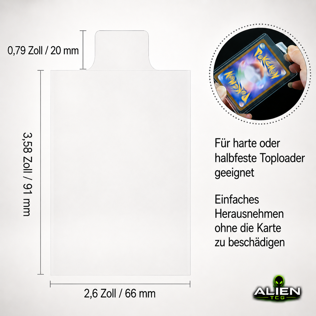 100x Pull Tab Sleeves Kartenhüllen mit Lasche TCG Sammelkarten Schutz Hülle Card