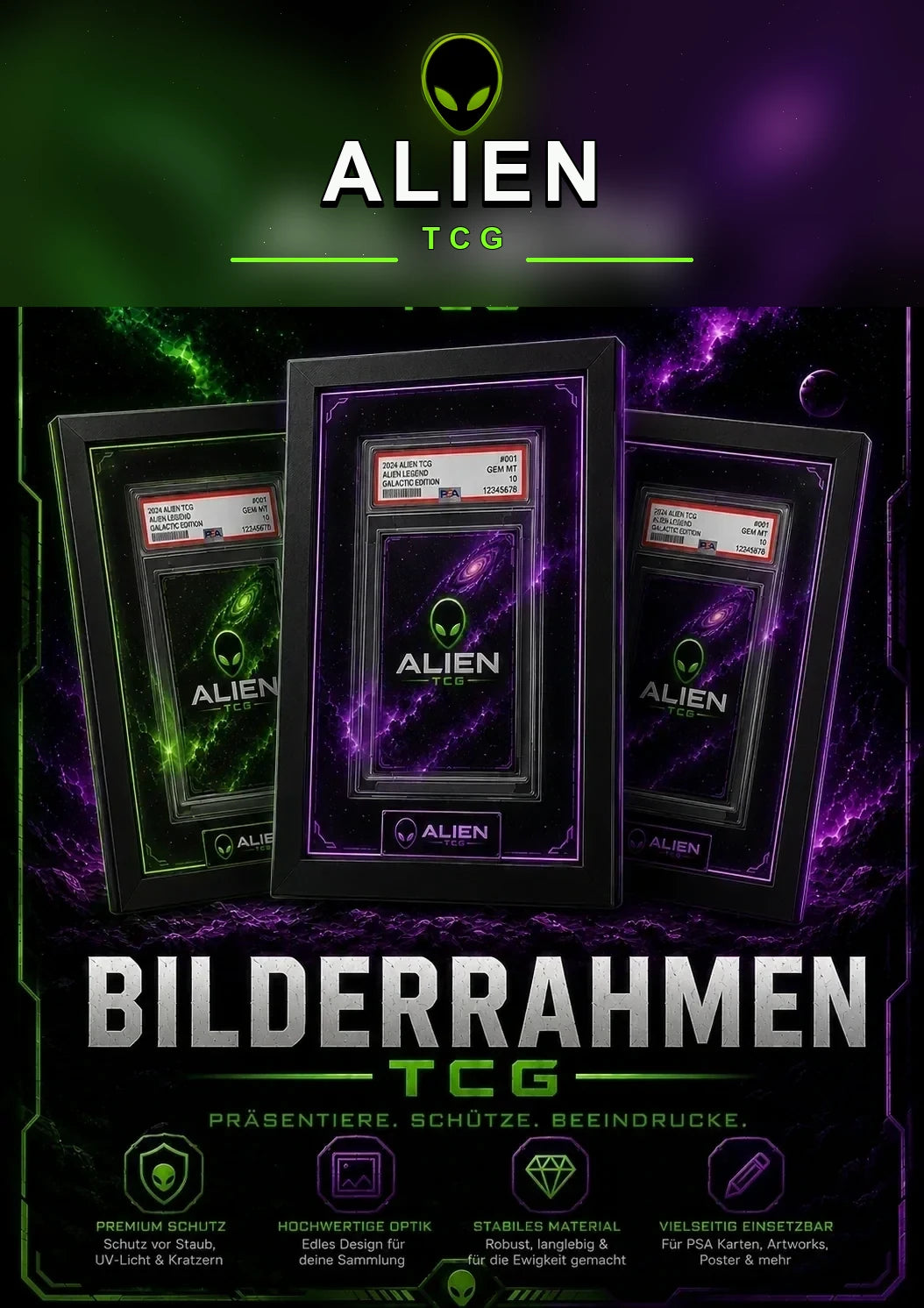 Bilderrahmen für TCG Zubehör, Sammelkarten und Graded Cards von Alien TCG