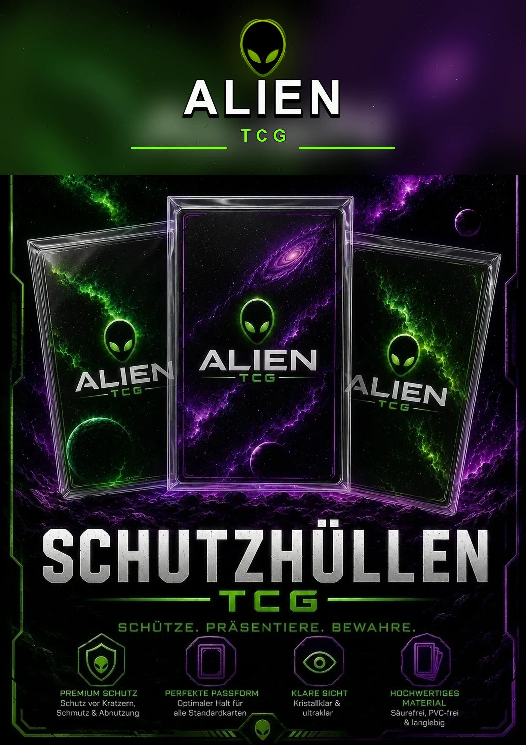 Schutzhüllen für TCG Zubehör, Sammelkarten und Graded Cards von Alien TCG