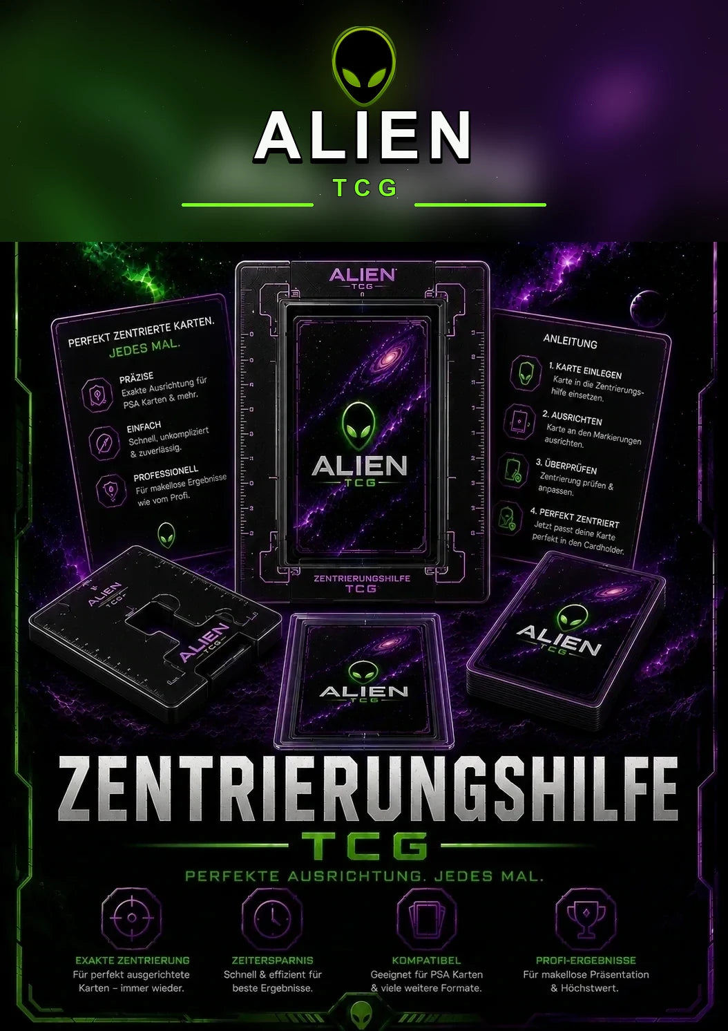 Zentrierungshilfe für TCG Zubehör, Sammelkarten und Graded Cards von Alien TCG